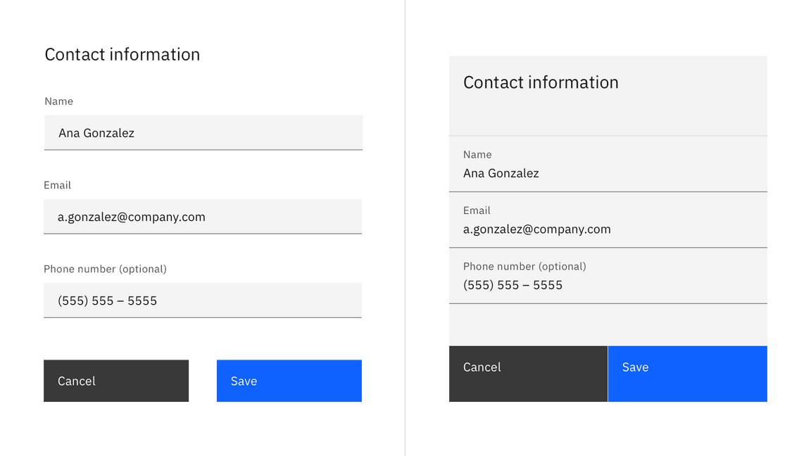 Examples of a default and fluid form styles